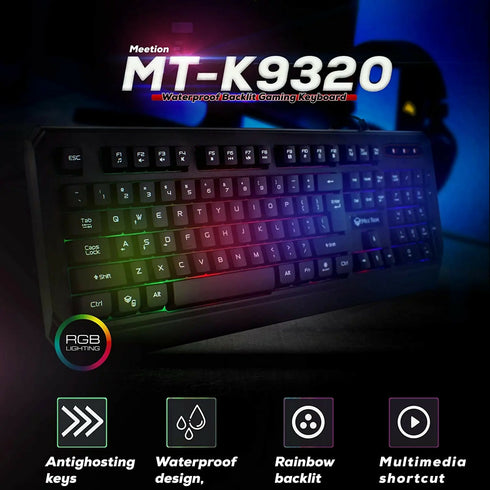 K9320 Ultra-thin Waterproof USB Wired Gaming Keyboard with 19 Anti-ghosting Keys